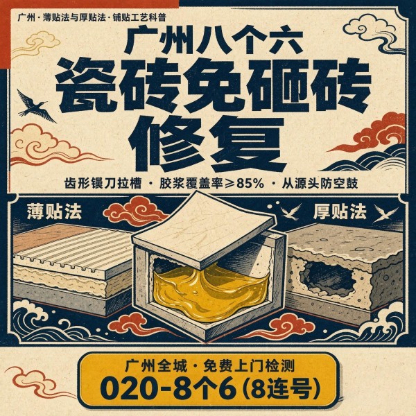 广州八个六瓷砖空鼓维修品牌宣传图